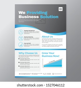 A4 business template flayer vol 7 with blue, white and grey color cmyk ready to print in vector editable layer