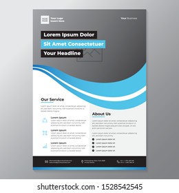 A4 business template flayer vol 9with blue, white and grey color cmyk ready to print in vector editable layer