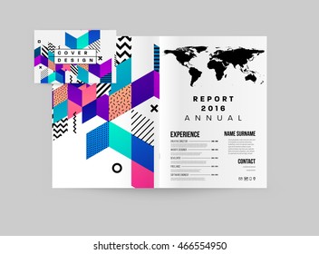 A4 business template with geometric abstract pattern, vector