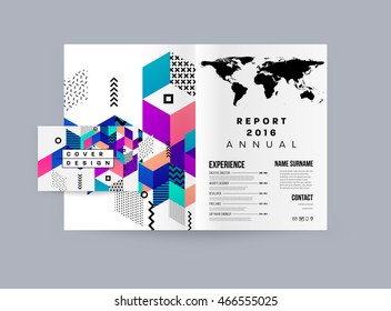 A4 business template with geometric abstract pattern, vector