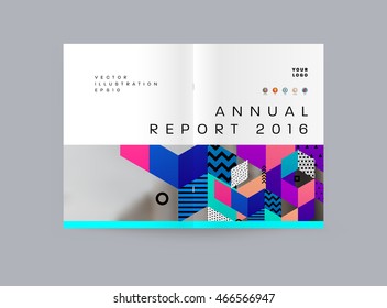 A4 business template with geometric abstract pattern, vector