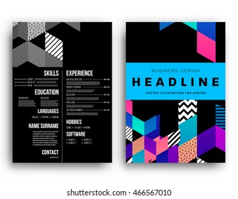 A4 business template with geometric abstract pattern, vector