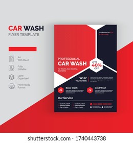 A4 Car Wash And Cleaning Service cover template for a report and brochure design, flyer, leaflets decoration for printing and presentation vector Template