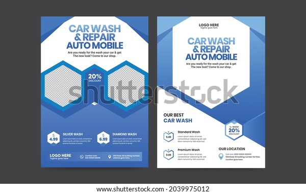 A4 Car Wash And Cleaning\
Service cover template for a report and brochure design, flyer,\
leaflets decoration for printing and presentation vector\
Template