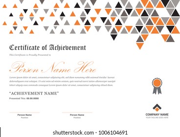 A4 Certificate Template With Triangle Decoration Shapes