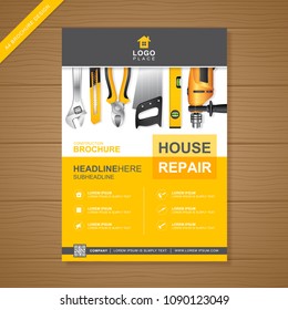 A4 construction tools cover template for a report and brochure design, flyer, leaflets decoration for printing and presentation vector illustration