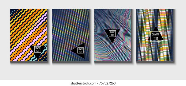 A4 cool covers set. Bright childrens colorful journal background. Corporate identity geometric halftone modern design. Dynamic abstract shapes for music festival poster, cool ads or folder background.