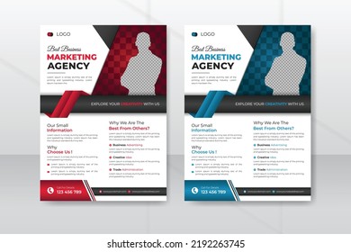 A4 Corporate Business Flyer Design Template 2 Color Set, Business, Brochure Flyer Design Template, Abstract Brochure Template, Medical Flyer Layout with a red and blue Color