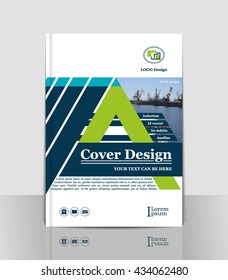 A4 cover. Colored geometric shapes. White background. Modern cover. Annual report. Poster. Vector Illustration. Abstract composition. Creative Book. Title sheet. Brochure template layout. Design. Sea