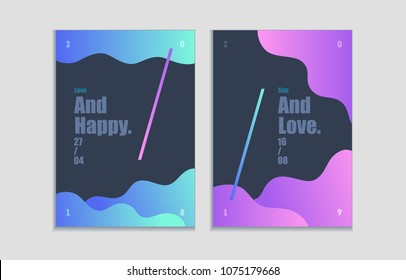 A4 Cover design graphic set. Vector colorful gradient poster art