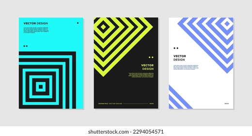 A4 Cover design template poster collection. Business presentation vector. Company identity brochure template. Abstract corporate report or banner cover with geometric rhombus and rectangle shape.