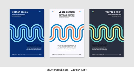 A4 Cover design template poster collection. Business presentation vector. Company identity brochure template. Abstract corporate report or banner cover with colorful dynamic shape.