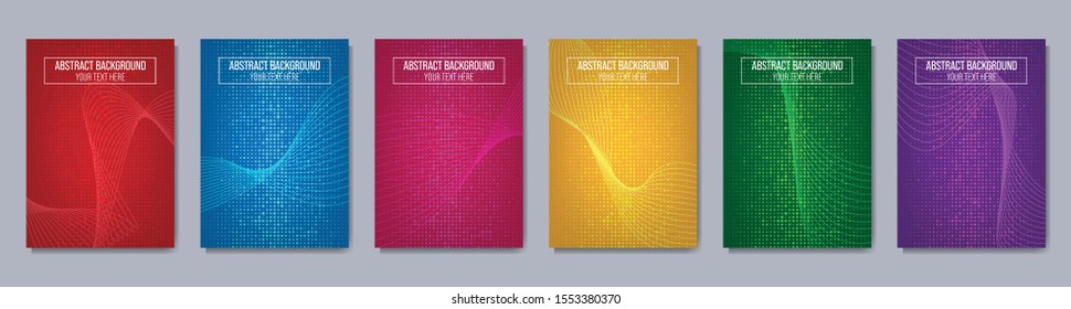 A4 Cover geometric minimal. Set. Vector Abstract lines pattern for poster design. Set of templates for business brochures, banners presentations, flyers, posters and invitations. Vector Illustration 