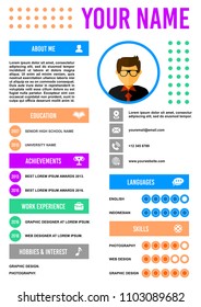 A4 curriculum vitae or resume design template, with infographic elements to apply for a job.