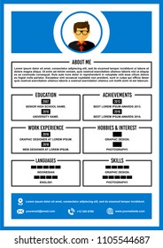 A4 curriculum vitae or resume design template, with infographic elements to apply for a job.