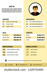 A4 curriculum vitae or resume design template, with infographic elements to apply for a job.
