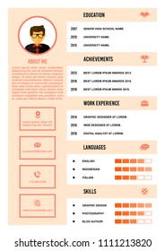 A4 curriculum vitae or resume design template, with infographic elements to apply for a job.