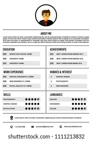A4 curriculum vitae or resume design template, with infographic elements to apply for a job.