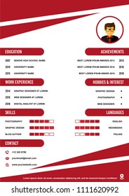 A4 curriculum vitae or resume design template, with infographic elements to apply for a job.
