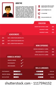 A4 curriculum vitae or resume design template, with infographic elements to apply for a job.
