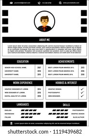 A4 curriculum vitae or resume design template, with infographic elements to apply for a job.