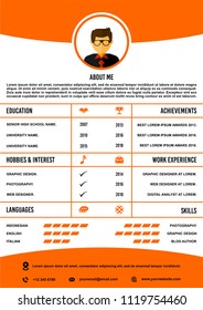 A4 curriculum vitae or resume design template, with infographic elements to apply for a job.