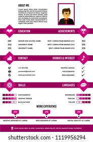 A4 curriculum vitae or resume design template, with infographic elements to apply for a job.