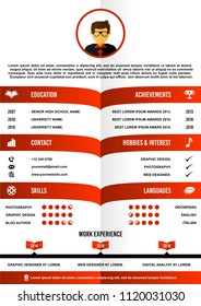 A4 curriculum vitae or resume design template, with infographic elements to apply for a job.