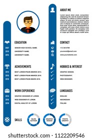 A4 curriculum vitae or resume design template, with infographic elements to apply for a job.
