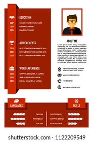 A4 curriculum vitae or resume design template, with infographic elements to apply for a job.