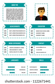 A4 curriculum vitae or resume design template, with infographic elements to apply for a job.