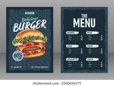 A4 Delicious Burger Poster Menu For Marketing Purposes, Food Poster, Food Banner, Food Flyer, Restaurant Food, Restaurant Poster, Restaurant Banner, Restaurant Flyer