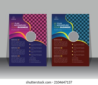 a4 design any professional business flyer design, corporate professional business flyer design, medical  a4 flyer design with gradient color, dark blue and brown color background  flyer template