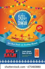 A4 Diwali Sale Poster Design Template Vector Illustration