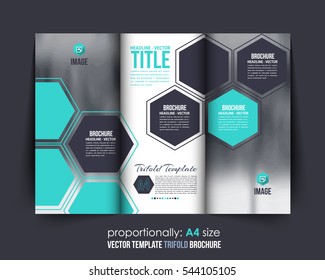 A4 Document and Brochure, Vector Background. Corporate Trifold Leaflet, Textbook Cover Design. Image Add Feature, Business Elements and Print Ready Minimal Tri Fold Pamphlet or Booklet Template