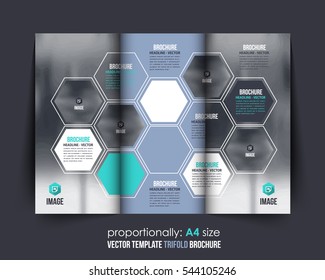 A4 Document and Brochure, Vector Background. Corporate Trifold Leaflet, Textbook Cover Design. Image Add Feature, Business Elements and Print Ready Minimal Tri Fold Pamphlet or Booklet Template