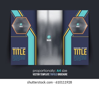A4 Document and Brochure, Vector Background. Corporate Trifold Leaflet, Textbook Cover Design. Image Add Feature, Business Elements and Print Ready Minimal Tri Fold Pamphlet or Booklet Template