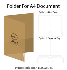 A4 Document Folder Mockup With Dieline
