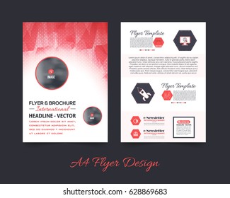 A4 Document and Vector Background. Corporate Leaflet, Textbook Cover Design. Print Ready Business Pamphlet or Low Poly Booklet Template. Flyer Polygonal Brochure