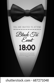 A4 Elegant Black Tie Event Invitation Template. EPS10 Vector