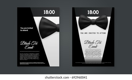 A4 Elegant Black Tie Event Invitation Template. EPS10 Vector