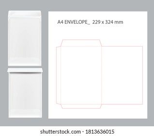 A4 ENVELOPE DIECUT TEMPLATE ORIGINAL SIZE - Shutterstock ID 1813636015