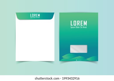 Plantilla de sobre A4. Imprimir plantilla lista. Sobre comercial C4. Plantilla para publicidad, marca e identidad corporativa. Sobre con ventana. Listo para el diseño. Ilustración del vector