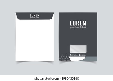A4 Envelope template. Print ready template. C4 business Envelope. Template for advertising, branding and corporate identity. Envelope with window. Ready mockup for design. Vector illustration