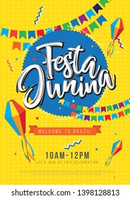 A4 Festa Junina  Celebration Poster Design Background Template Vector Illustration