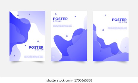 A4 fluid poster set. Dynamic shape on light background. Great for poster, cover, social media, print, web.