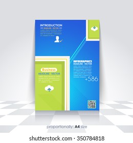 A4 Flyer and Brochure. Catalog Cover Template, Corporate Multicolored Leaflet Design