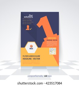 A4 Flyer Brochure. Catalog Cover Template, Corporate Leaflet Design