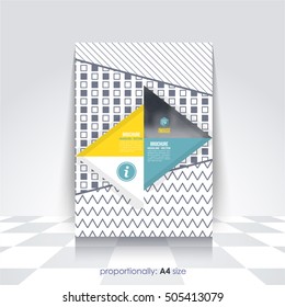 A4 Flyer, Brochure Design. Corporate Leaflet 80s, 90s Background. Geometric Shapes Cover