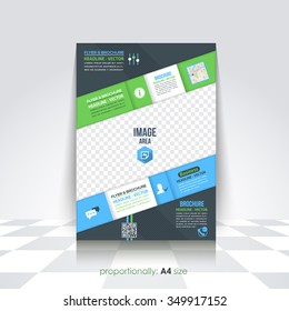 A4 Flyer and Brochure. World Map and Catalog Cover, Corporate Leaflet and Background Design